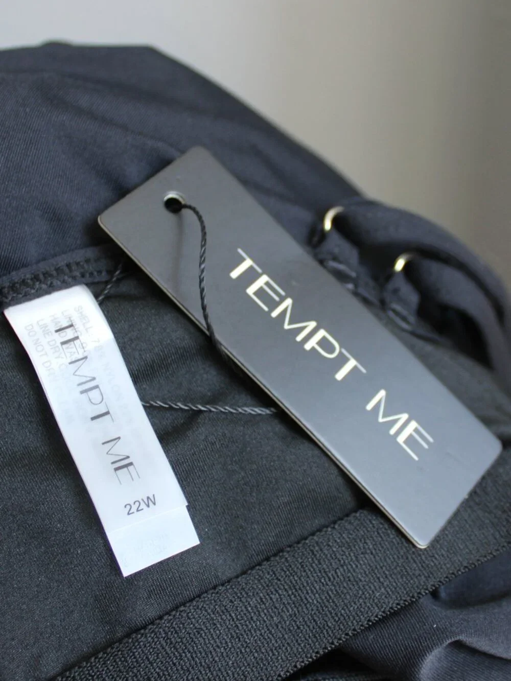 Tempt Me Women Plus Size Tankini Swim Top  Black Size 22W NWT